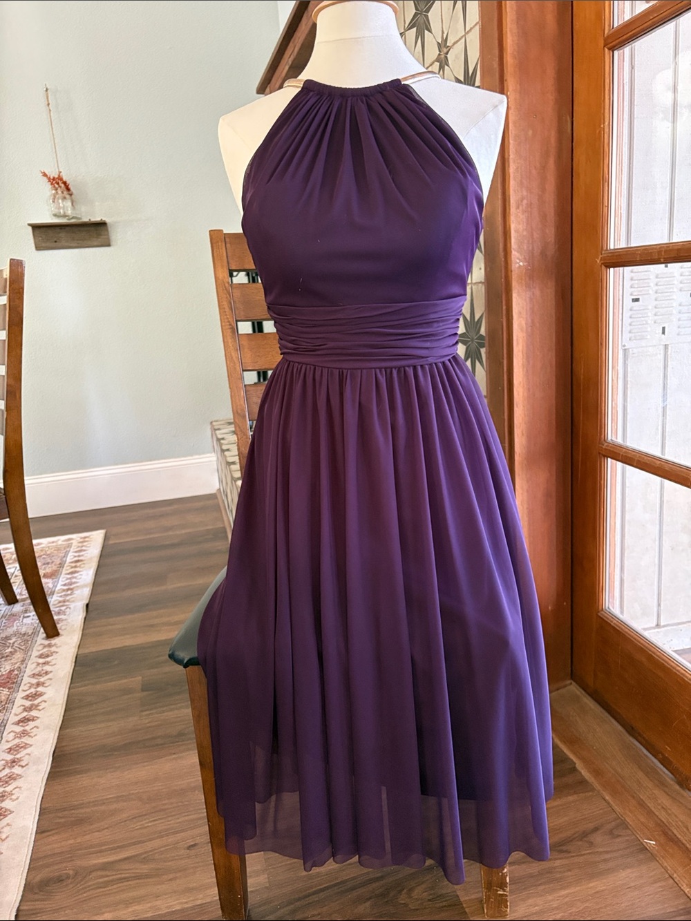 Elegant Purple Midi Cocktail Dress